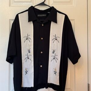 Black Hawaiian Shirt by The Havanera Shirt Co. Size L